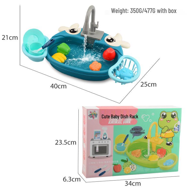 Kids' Dishwashing Play Set with Circulating Water and Animal Basin