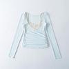 2026 Summer French Lace Camisole & V-Neck Slim Fit Sheer Long Sleeve Sun Protection Women's Two-Piece Set