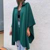 Women Cape Jacket Cardigan Fall Spring Coat Dolman Sleeve Turn Down Collar Loose Open Stitch Irregular Hem Solid Color Dating Commuting Poncho