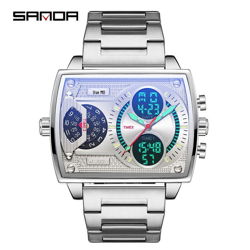 Sanda Men's Trendy Business & Sports Waterproof Electronic Watch