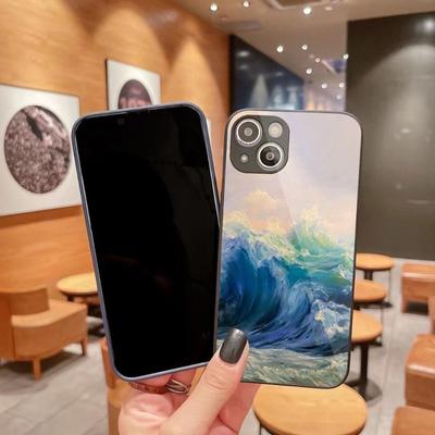 Fajne malarstwo etui na telefon dla iPhone 14 13 12 11 Pro Max X XR XS 8 7 Plus płynne szkło kolorowe etui na telefon