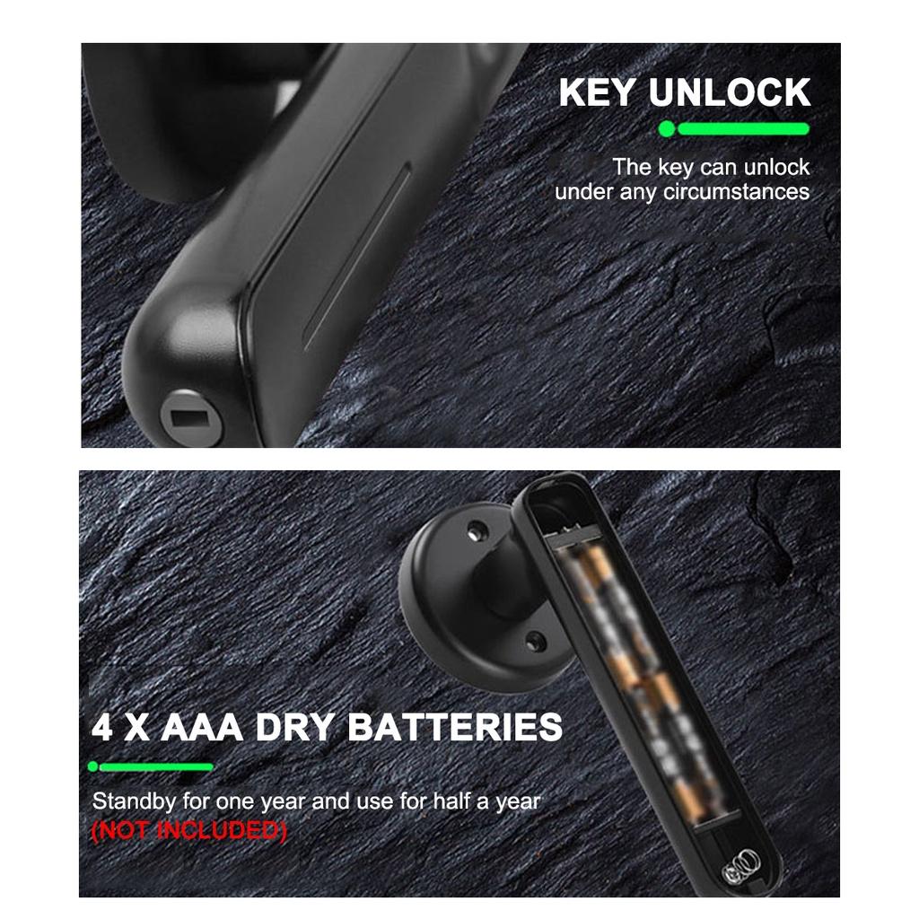 Schwarzes Fingerabdruck-Türschloss Keyless Entry Sicher Zuhause Biometrisches Fingerabdruck Elektrischer Griff Türschloss Smart Home Türschloss
