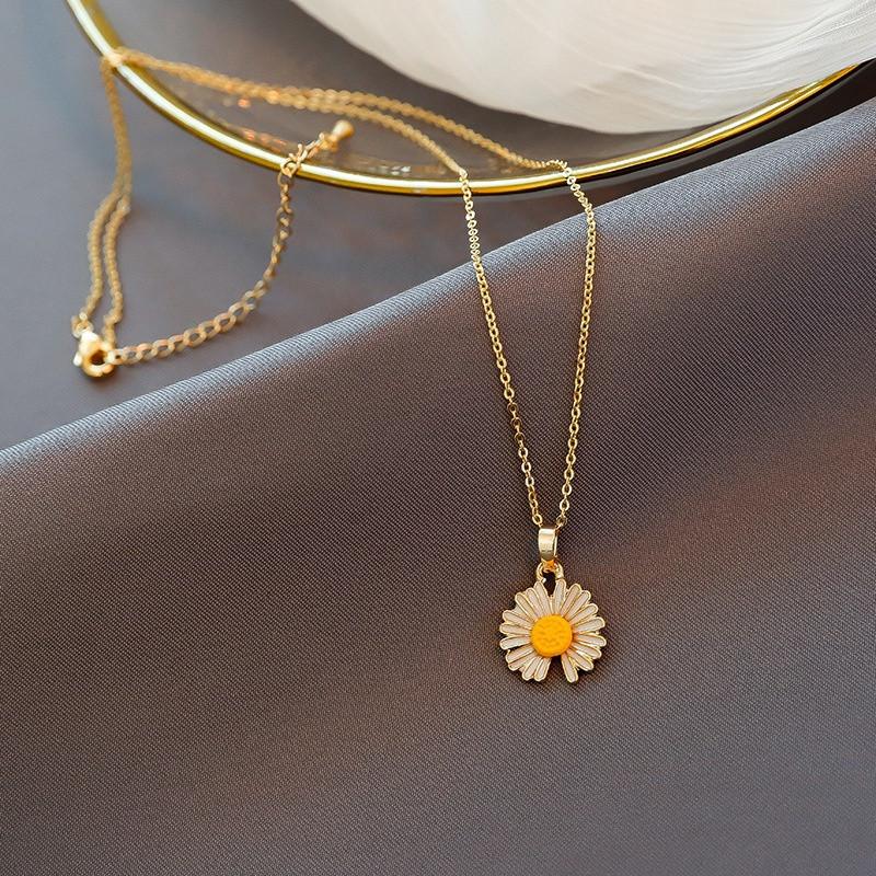 Fashion Daisy Flower Bracelet Necklace Ring Set Of Three Simple Temperament Flowers Wedding Engagement Party Jewelry Accessories
