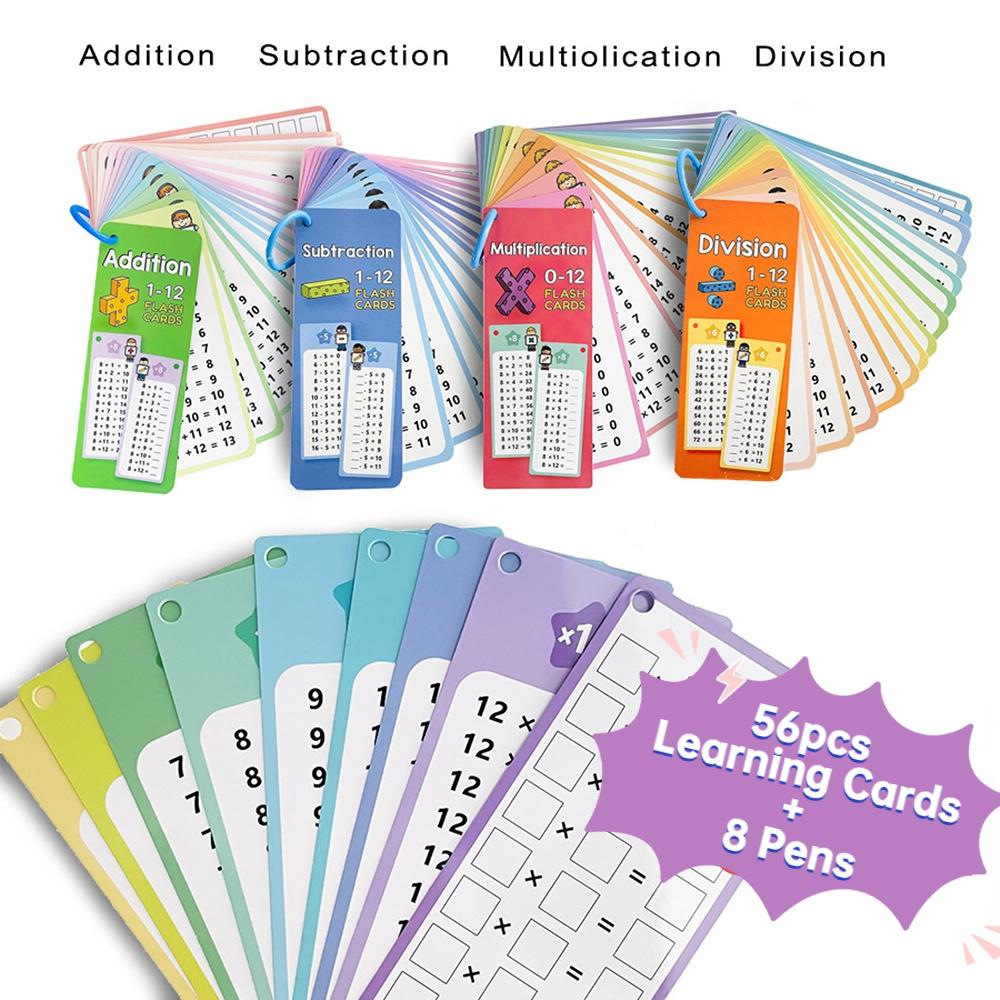 Silinebilir Matematik Eğitim Kartları, Toplama, Çıkarma, Çarpma, Bölme, Çocuklar İçin Matematik Pratiği, Montessori Öğretim Materyali