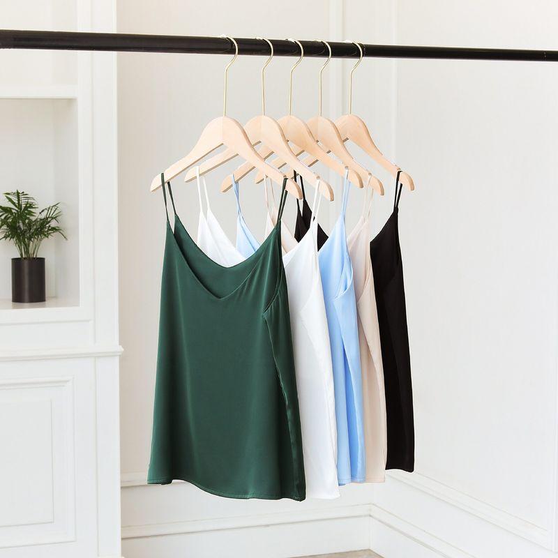 Silk Camisole for Women, V-Neck Spring/Summer Top, Trendy Base Layer, Stylish Acetate Outerwear Tank Top