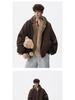 Herren American Style Kapuzen Adler Plüsch Baumwolljacke - Winter Retro Trend, Dick Warm & Lockerer Schnitt