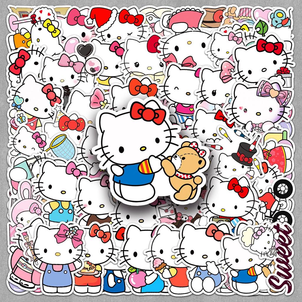 50 Hello Kitty Stickers - Sanrio Japanese Anime for Notebooks, Water Bottles, Planners