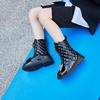 Mädchen Chelsea Boots mit Reißverschluss vorne Niedrig geschnittene Martin Stiefel Kinder Winter Modisches Karomuster Design