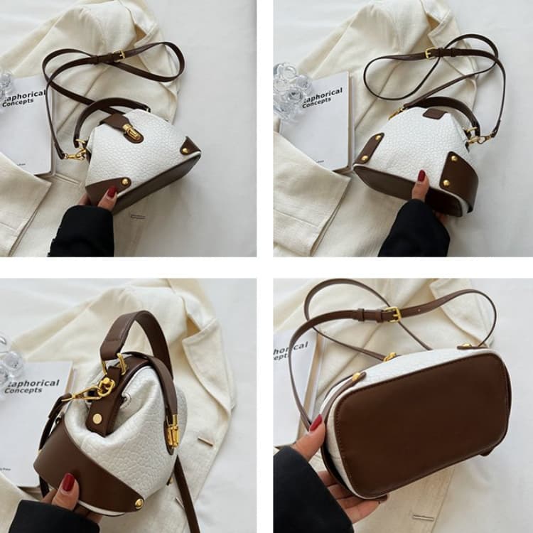 Retro Semi-round Soft Leather Rivet Corner Commuting Niche Texture Handbag