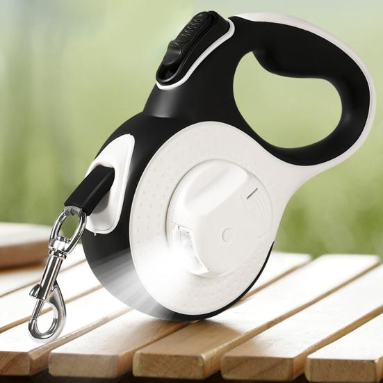 Retractable Dog Leash with LED Light 10Ft 16Ft Nylon Tape Dog Lead with Ergonomic Handle One-Button Control Tangle-Free Leash for Small Medium Dogs