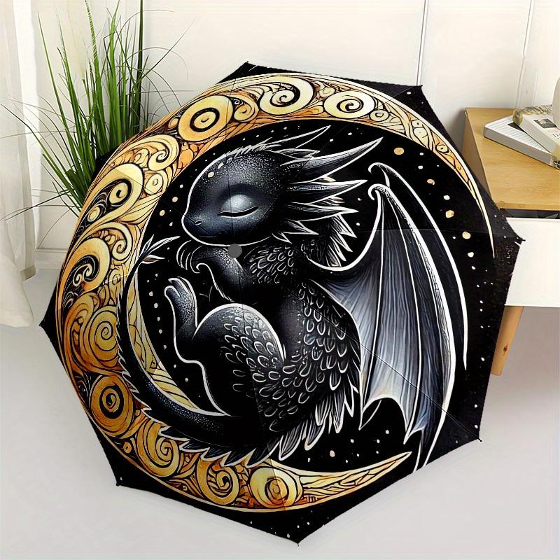 

1pc Dragon Moon Swirls Artwork Umbrella with Plastic Handle,Suitable for All Seasons Home Travel Outdoor UmbrellaM1035