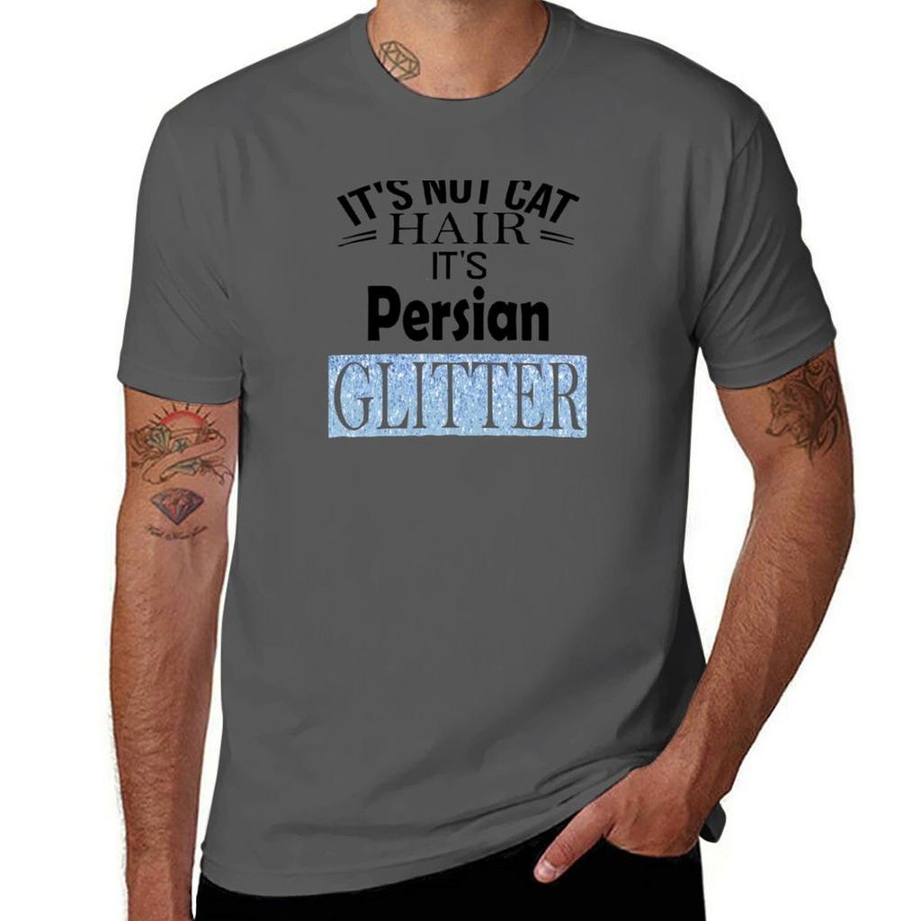 Its Not Cat Hair Its Persian Cat Glitter T-Shirt Man T Shirt Cotton Mens Graphic T Shirts T-Shirt