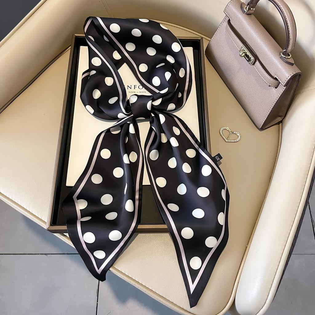 Small long thin bevel silk scarf Women's ethnic style belt Tie hair belt Tie bag ribbon tie yarn scarf Thin scarf