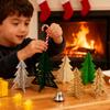 48pcs Wooden Drawing Board Handmade Christmas Crafts Set DIY Three-dimensional Christmas Tree Painted Wood Chips Set