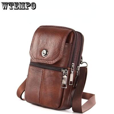 Herren Rindsleder Handytasche Multifunktionale Messenger Bag Outdoor Baustelle Tragen Gürtel Handytasche Wasserdichte Brusttasche