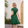 Women's V-Neck Waist Belt Short Sleeve Dress Casual Summer Slimming A-Line Flowy Midi