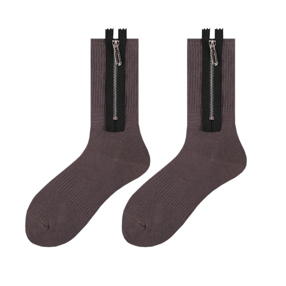 Mid Tube Metal Zipper Socks Sweat-absorbent Knitted Socks Personalized Mid-length Tube Socks Women