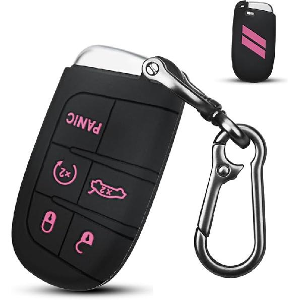 QBUC for Dodge Key Fob Cover 5 Button Silicone Remote Key Case for Dodge for Jeep Grand Cherokee
