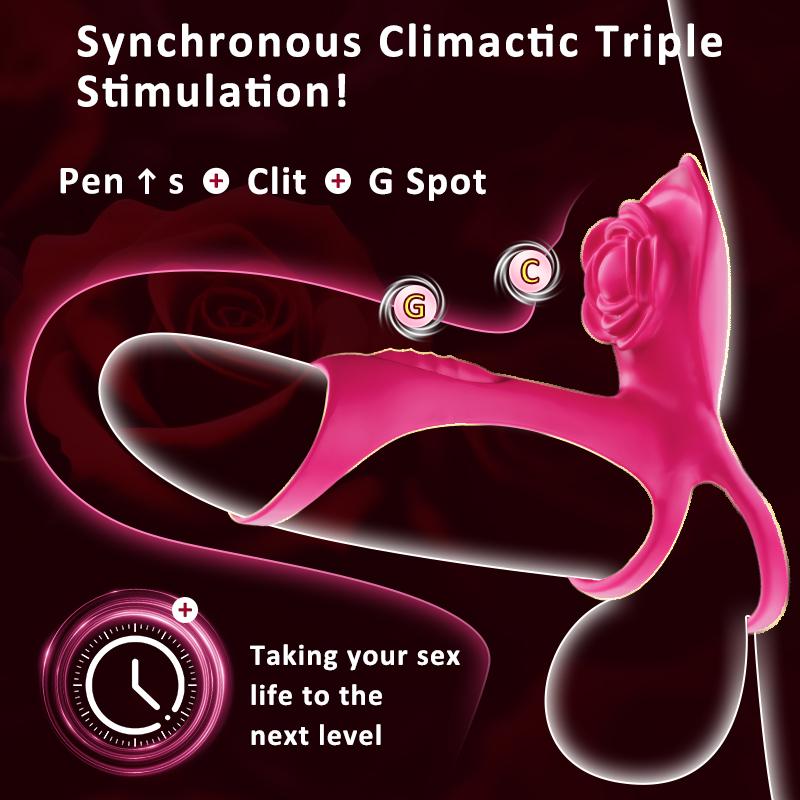 Rose Cock Ring Vibrator Penis Sleeve G Spot Clitoral Stimulator Delayed Ejaculation Penis Erection Vibrator Adult Products