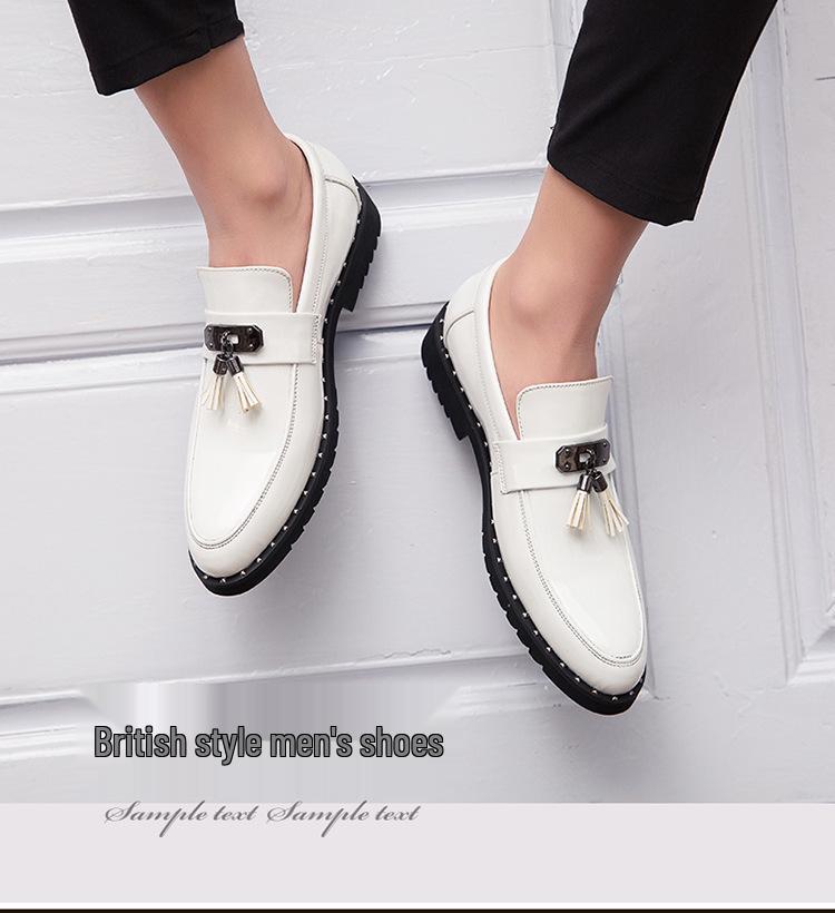 Men's Autumn Glossy Leather Slip-On Casual Shoes, British Style