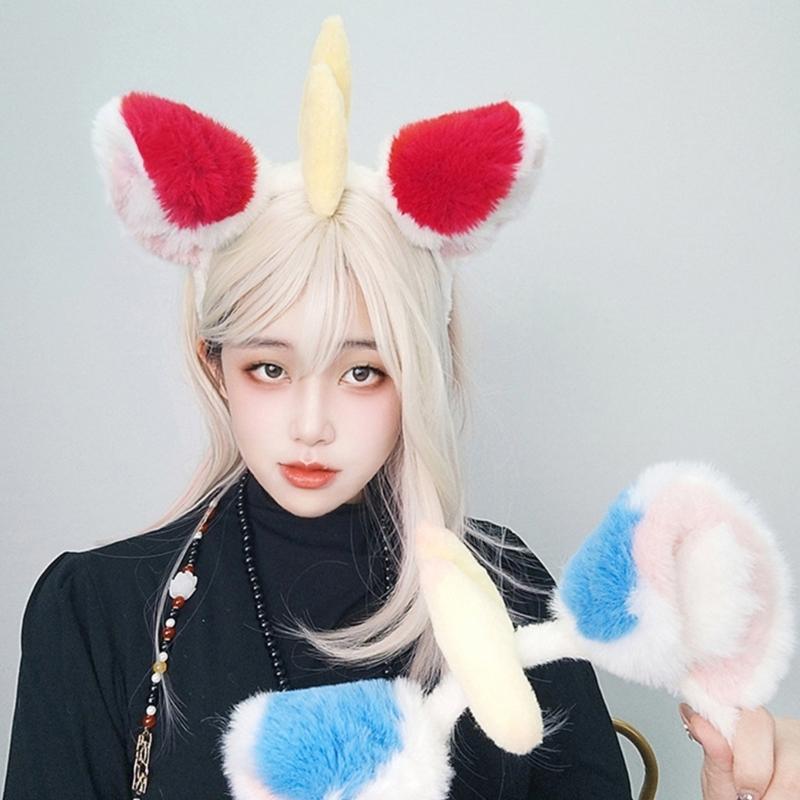 High Elasticity Plush Headbands Featuring Cute Mythical Ears Face Washing Soft Material Sensitive Skin Friendly