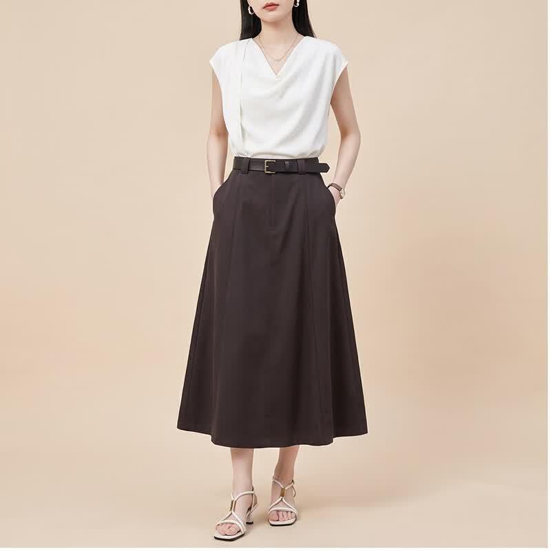 KOMPASU High Street A-Line Midi Skirt