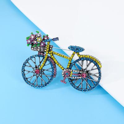 Wuli & baby Glänzende Fahrradbroschen für Frauen Unisex 2-farbige schöne Blumen Fahrradbrosche Pins Geschenke-6694