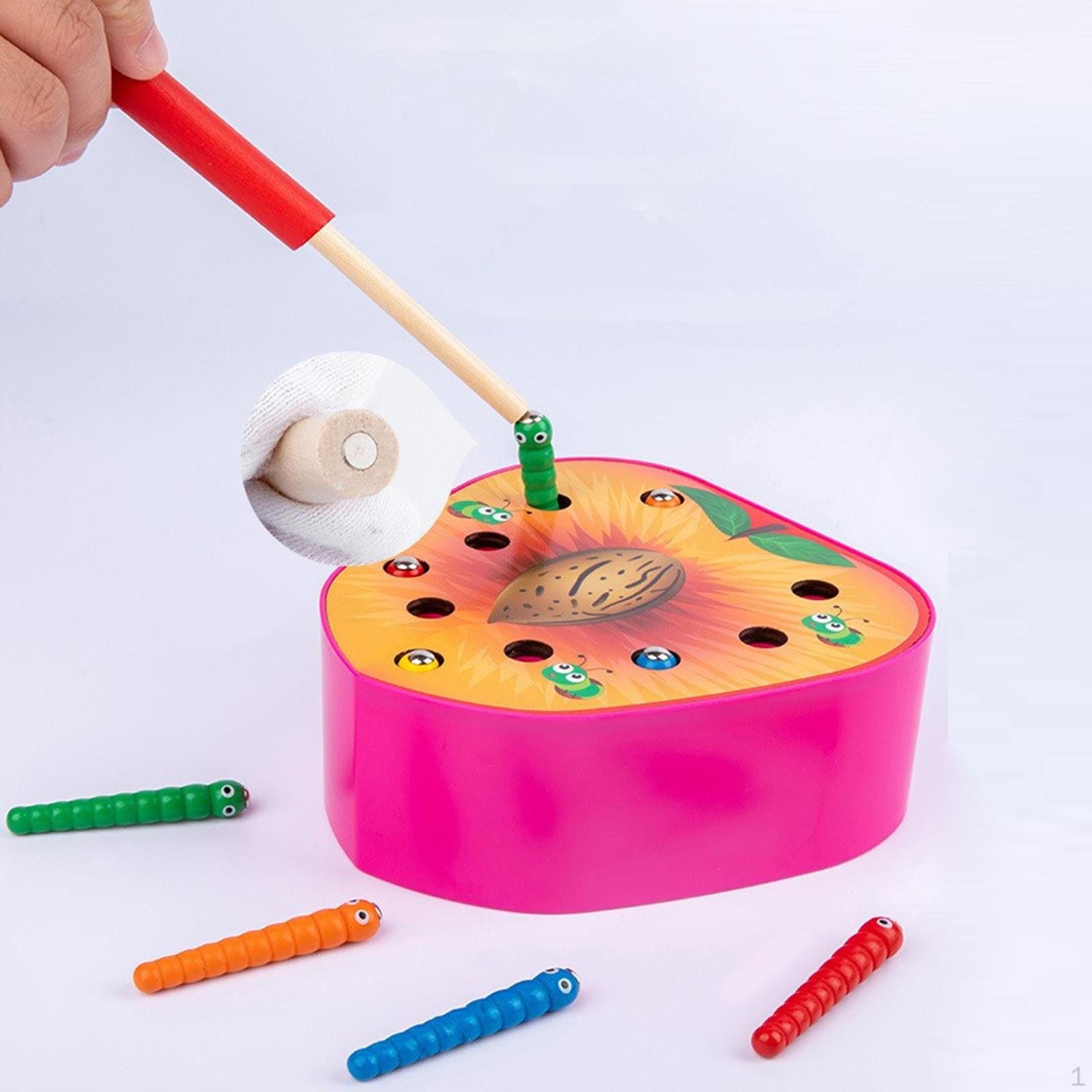 

Magnetic Worm Catch Game Fine Motor Skills Color Cognitive peach shape