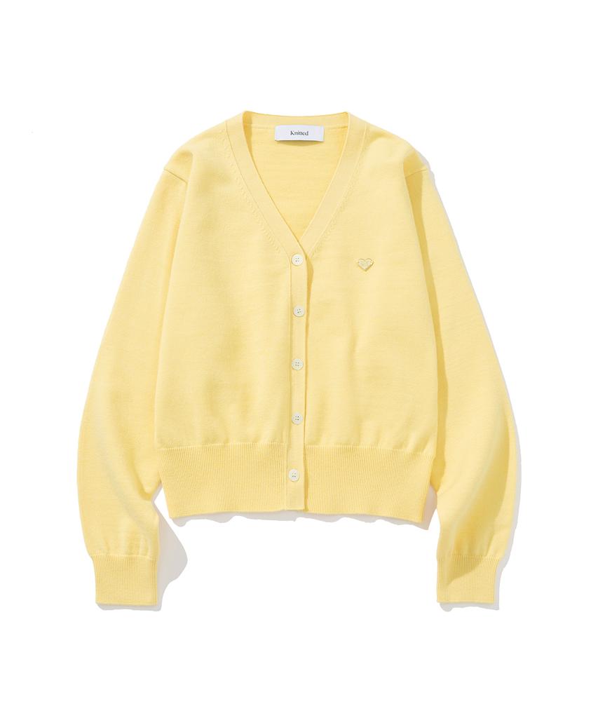 Knitted (W) Basic Essential Washable V-Neck Cardigan Yellow