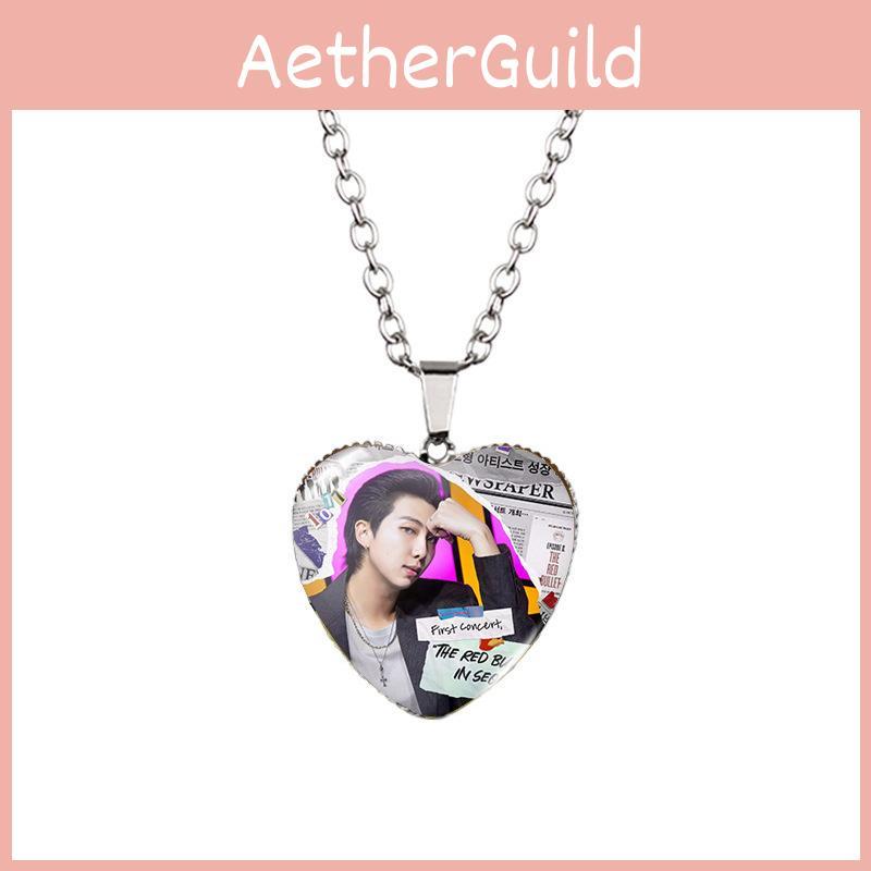 Bts Heart-shaped Necklace For Fans Unique Alloy Pendant With Sparkling Gemstones