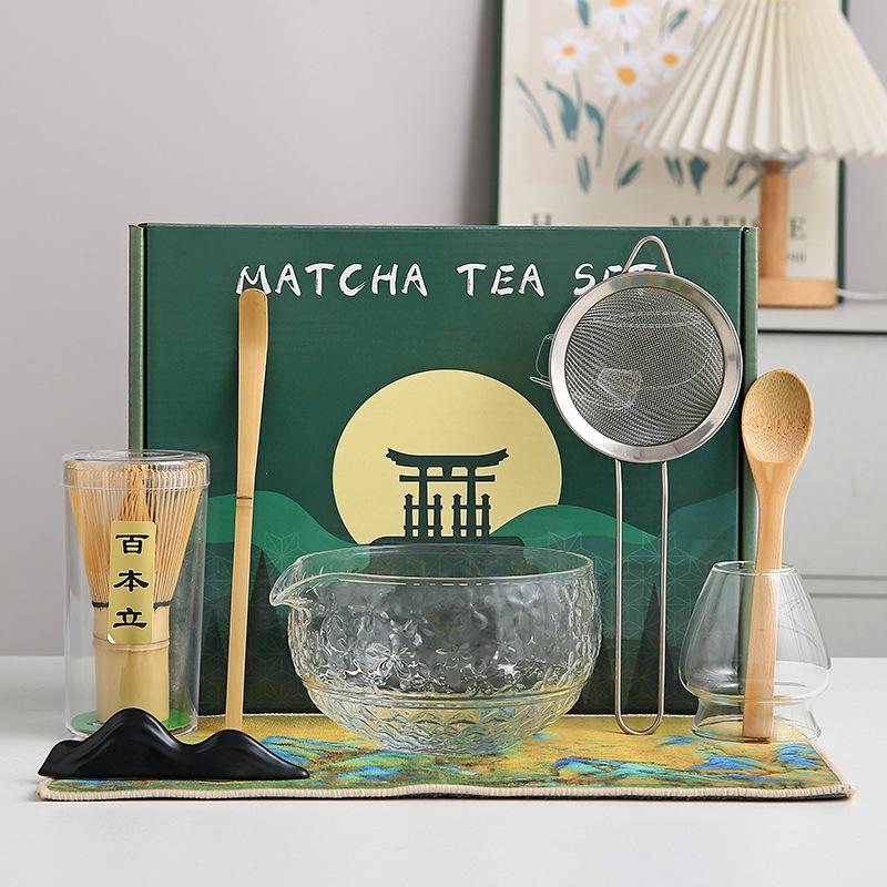 Japanese-style Glass Matcha Set, Matcha Bowl, Two-piece, Transparent, Tea Set, Matcha Whisking Tools, Tea Accessories, Gift