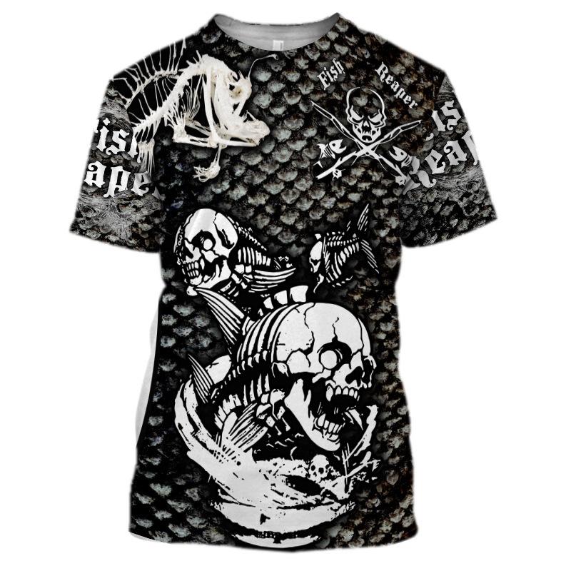 BASS Fishing Print T-shirt for Men 3D Fashion Fish Hunter Round Neck Top Men Women Casual Outdoor Short Sleeve Tees Clothing