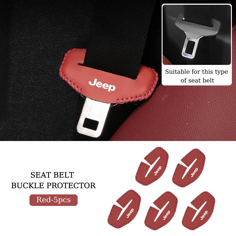 Car Seatbelt Buckle Cover Leather Seatbelt Anti-Scratch Mat Accessories For Jeep Renegade Grand Cherokee Compass Patriot Wrangle AKV1