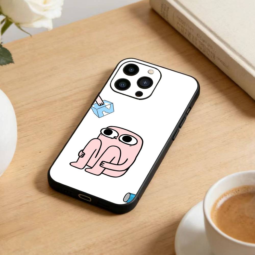 

Cute Cartoon K-Ketnipz Noodles Phone Case For iPhone 16,15,14,13,12,17,Pro Max,Plus Silicone Black Case iPhone12