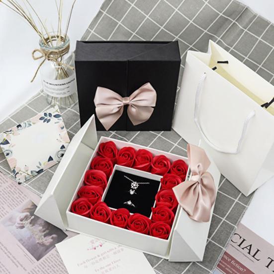 Square Double Door Bowknot Design Jewelry Lipstick Gift Packaging Display Case