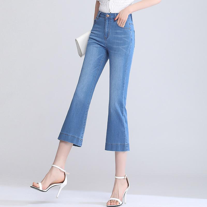 Micro-cut Jeans Women's Thin Summer Embroidered Stretch Slim Flare Pants