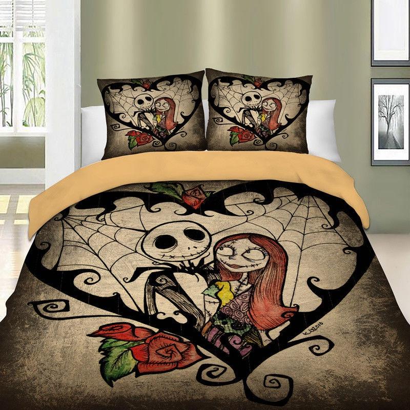 Luxurious Nightmare Before Christmas Duvet Cover With Pillow Cases Quilt Cover Bedding Set For Halloween Enthusiasts