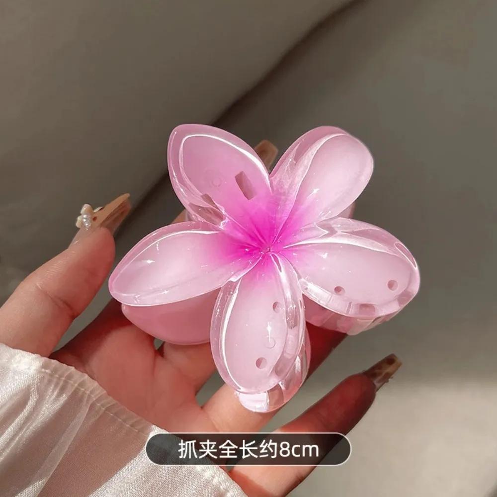Gradient Flower Hair Clips Set - Multicolor Beach Hawaiian Claw Clips for Women Summer Hair Accessories