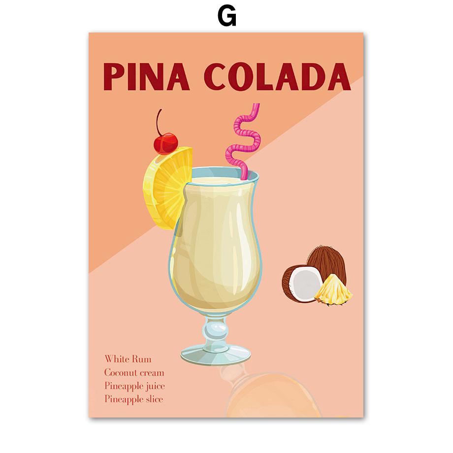 Cocktail Espresso Lemonade Wall Art Canvas Painting Retro Drinks Posters And Prints Pictures For Drink Shop Bar Room Decoration