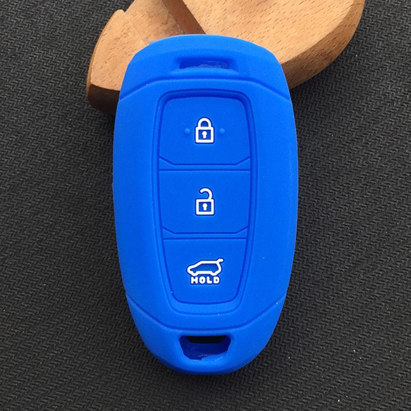 Silicone rubber car key case cover for hyundai kona 2017 i30 ix35 solaris Azera ELANTRA GRANDEUR IG 3button key case cover shell