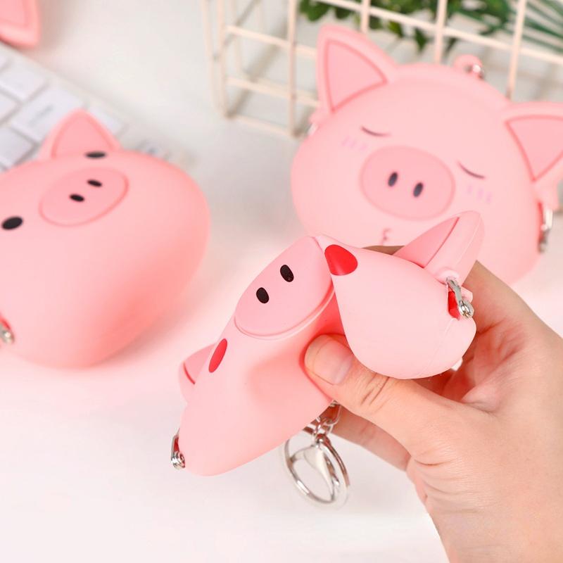 Pink Pig Coin Purse Mini Silicone Small Coin Purse Lady Key Bag Purse Children Gift Prize Package Bluetooth Earphone Bag