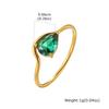 Minimalist Water Drop White Zircon Women Ring, Wave Drop Stainless Steel Ring, 18K Gold Plated Waterproof Luxury Jewelry