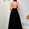 New Temperament Neck Knitted Dress, Sexy Spice Girl Backless Slim A-fold Long Dress Dress