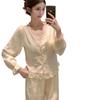 Autumn new jacquard national style pajamas long sleeves trousers retro lace loungewear court sweet high-end pajamas
