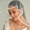 Adjustable Bride Veils With Delicate Pearls Trim Breathable Design For Comfort Wedding Accessory