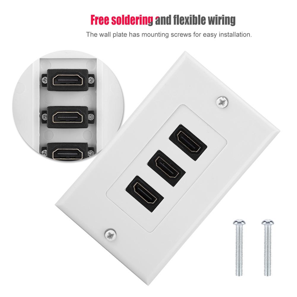 3 port HDMI HD Video Panel Socket USB Hub Adapter Wall Socket