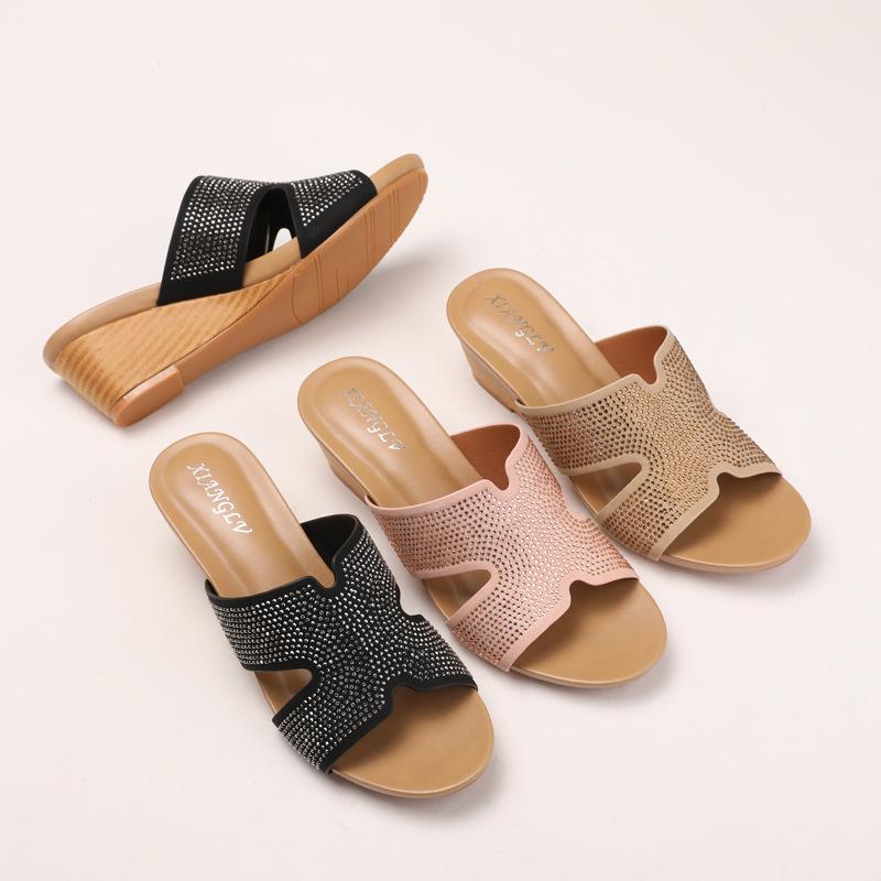 Cool Slippers Women's Summer Fashion Thick-soled Shoes Height-increasing Sloping Heels Trendy Half Slippers