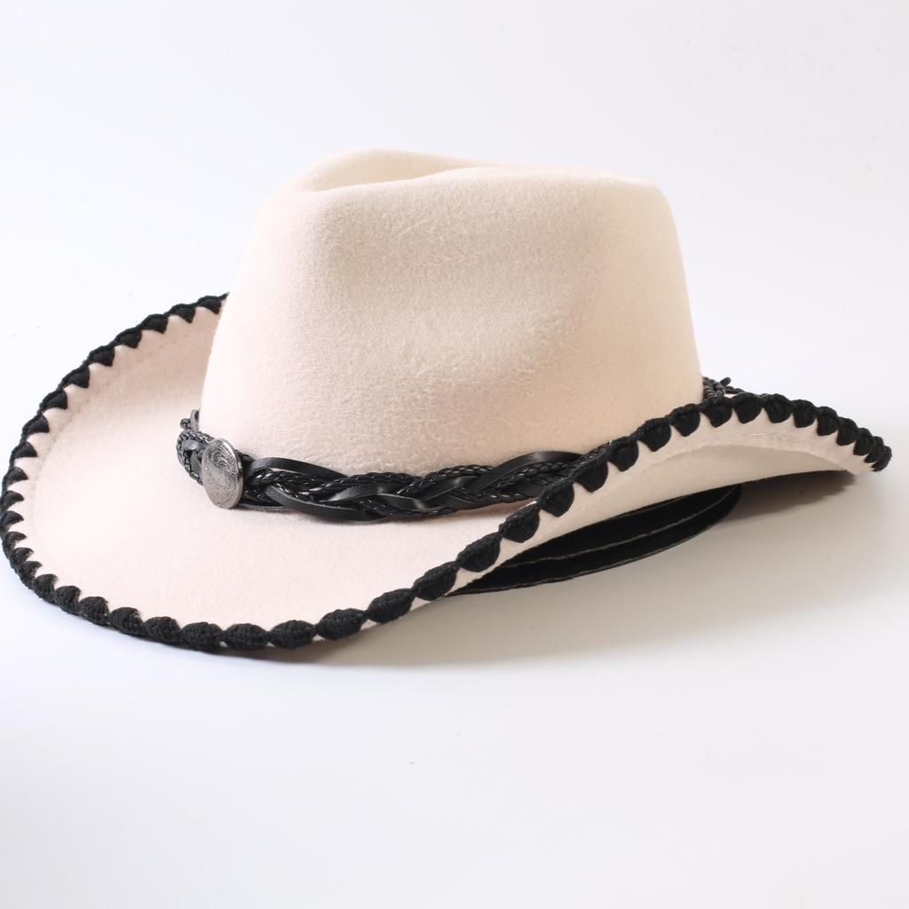 Popular European and American Classic Retro Western Cowboy Hats, Men's and Women's Fashion High-end Peach Heart Top Hats