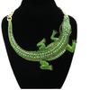 Chunky Crocodile Pendant Necklace Women Rhinestone-Embellished Alloy Chain Hip-Hop Style Statement Collar Choker 5180cm
