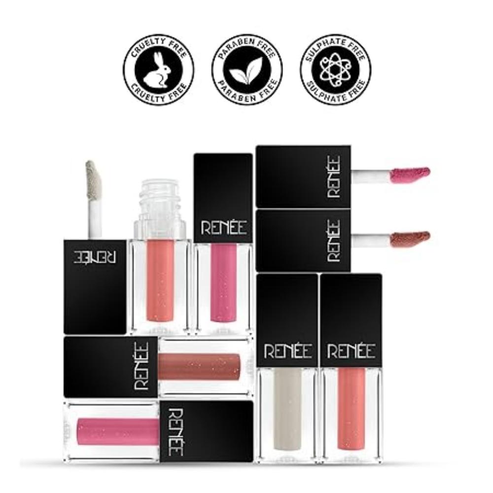 RENEE See Me Shine Minis Gloss Party Lip Gloss Combo 1ml Each, Non Sticky & Non Drying Formula,